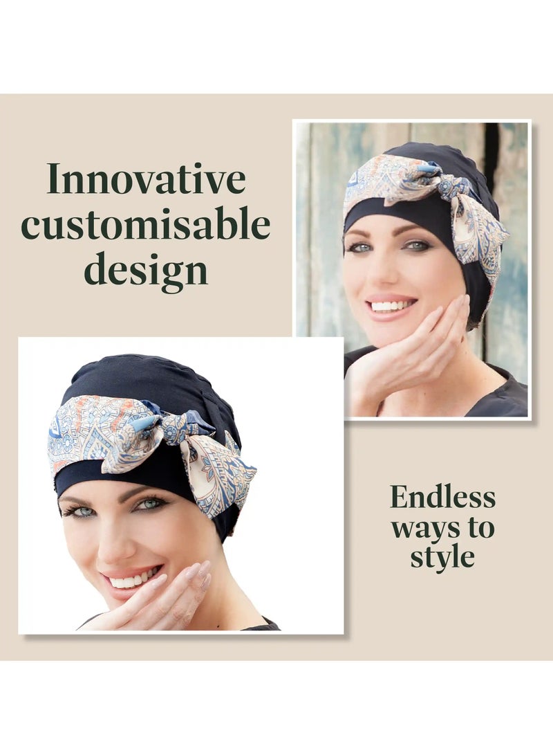 Rung Yanna Navy Mosaica Linea Bamboo Headwear for Women - Image 2
