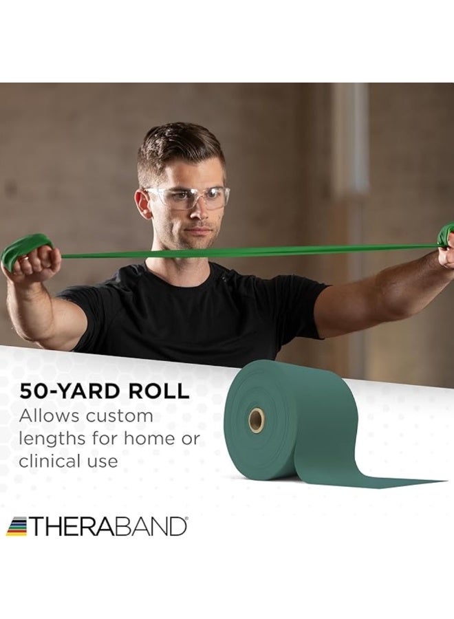 TheraBand Resistance Band 25 Yard Roll, Heavy Green Non-Latex Professional Elastic Bands for Upper & Lower Body Exercise, Physical Therapy, Pilates, Rehab, Dispenser Box, Intermediate Level 1 - Image 5