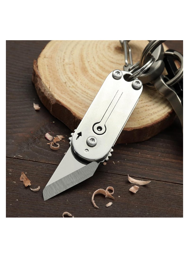 SOLARAE Mini Folding Pocket Tool, Portable Small Keychain Tool for Daily Use and Outdoors, Small Pocket Knife, Mini EDC Tool, Box Cutter, Stainless Steel Folding Knife for Men, Fruit Knife, Camping Knife - Image 2