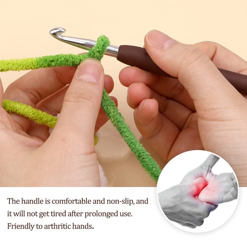 QMNNMA 6 mm Crochet Hook, Ergonomic Handle for Arthritic Hands, Extra Longâ€¯ Knitting Needles for Beginners and Crocheting Yarn (6 mm) - Image 5