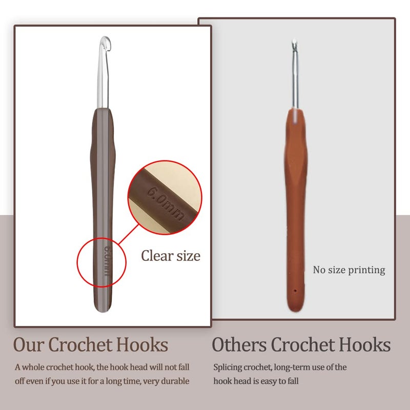 QMNNMA 6 mm Crochet Hook, Ergonomic Handle for Arthritic Hands, Extra Longâ€¯ Knitting Needles for Beginners and Crocheting Yarn (6 mm) - Image 3