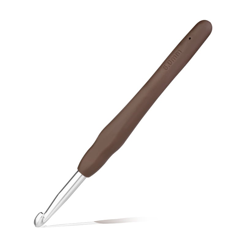 QMNNMA 6 mm Crochet Hook, Ergonomic Handle for Arthritic Hands, Extra Longâ€¯ Knitting Needles for Beginners and Crocheting Yarn (6 mm) - Image 1
