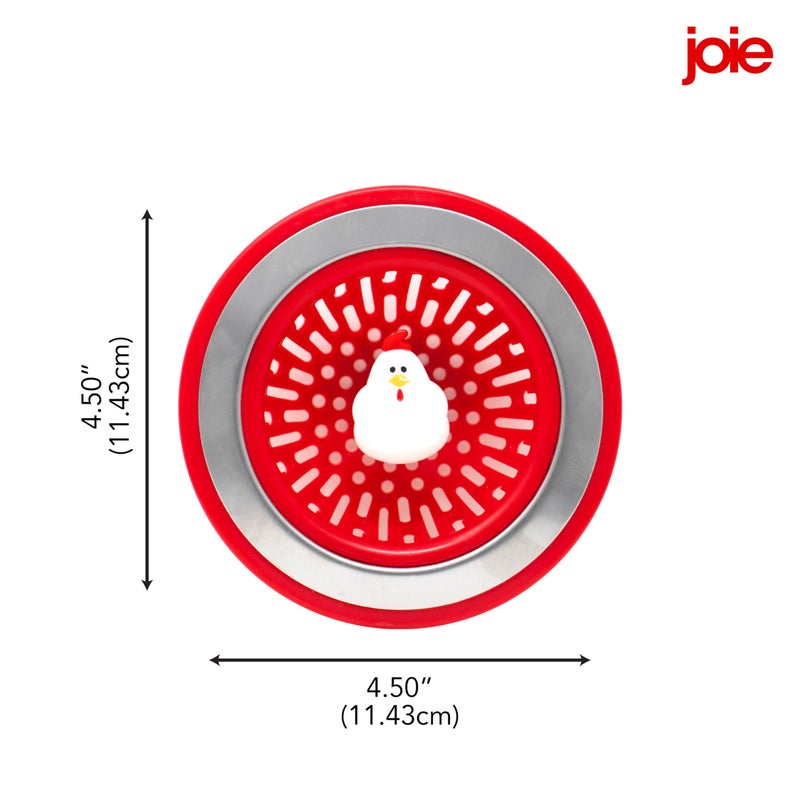 Joie Doodle Doo Kitchen Sink Strainer Basket, Fits All Standard Sinks, Stainless Steel, Cute Garbage Disposal Drain Cover, 4.5-Inch, Red Rooster - Image 5