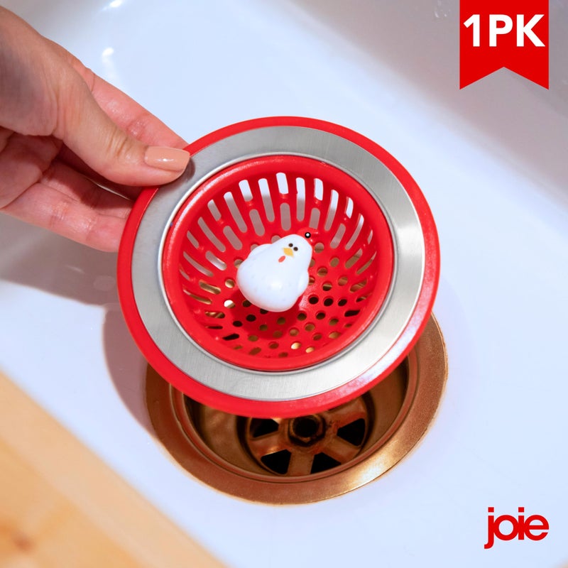 Joie Doodle Doo Kitchen Sink Strainer Basket, Fits All Standard Sinks, Stainless Steel, Cute Garbage Disposal Drain Cover, 4.5-Inch, Red Rooster - Image 2