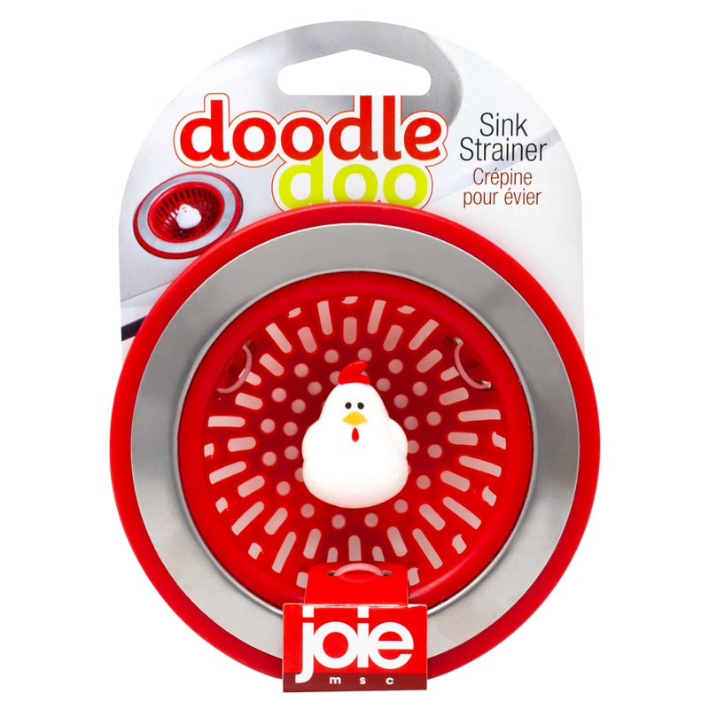 Joie Doodle Doo Kitchen Sink Strainer Basket, Fits All Standard Sinks, Stainless Steel, Cute Garbage Disposal Drain Cover, 4.5-Inch, Red Rooster - Image 1