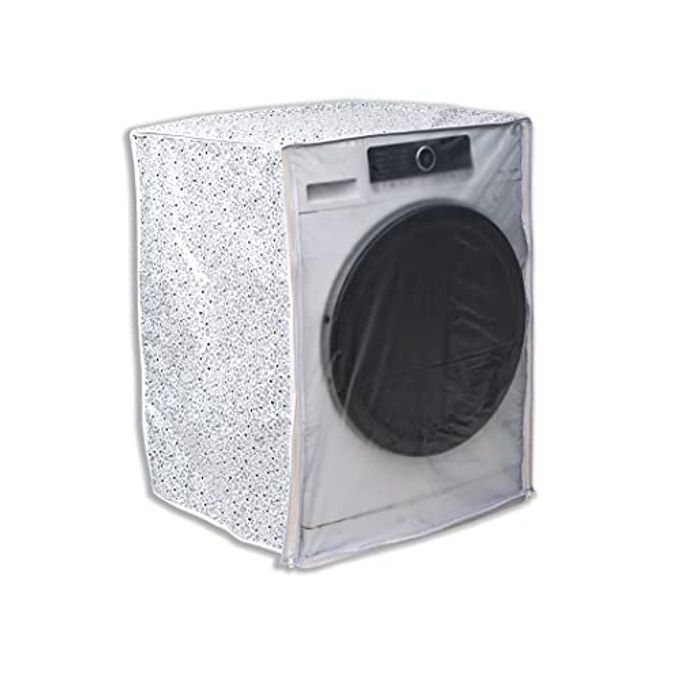 Vintage Pro Front Load Washing Machine Cover Suitable for IFB 7 Kg, 7.5 Kg, 8 Kg, 8.5 Kg (63cmsX63cmsX81cms, White & Grey) - Image 1
