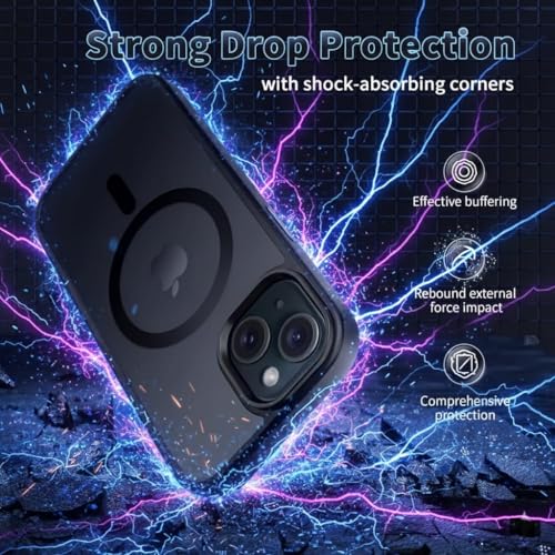 keeshar MagPro case for Apple iPhone 15 | MagSafe Compatible Protective Cover with Strong Magnetic Adsorption, Shockproof Armor, Scratch Resistant Polycarbonate Hard Back | Translucent Matte Black - Image 4