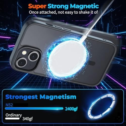 keeshar MagPro case for Apple iPhone 15 | MagSafe Compatible Protective Cover with Strong Magnetic Adsorption, Shockproof Armor, Scratch Resistant Polycarbonate Hard Back | Translucent Matte Black - Image 2