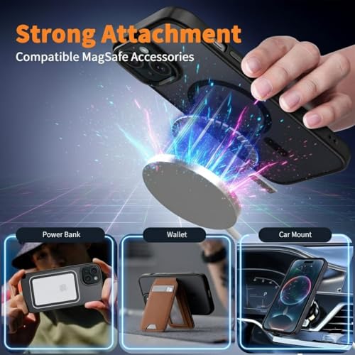 keeshar MagPro case for Apple iPhone 15 | MagSafe Compatible Protective Cover with Strong Magnetic Adsorption, Shockproof Armor, Scratch Resistant Polycarbonate Hard Back | Translucent Matte Black - Image 3
