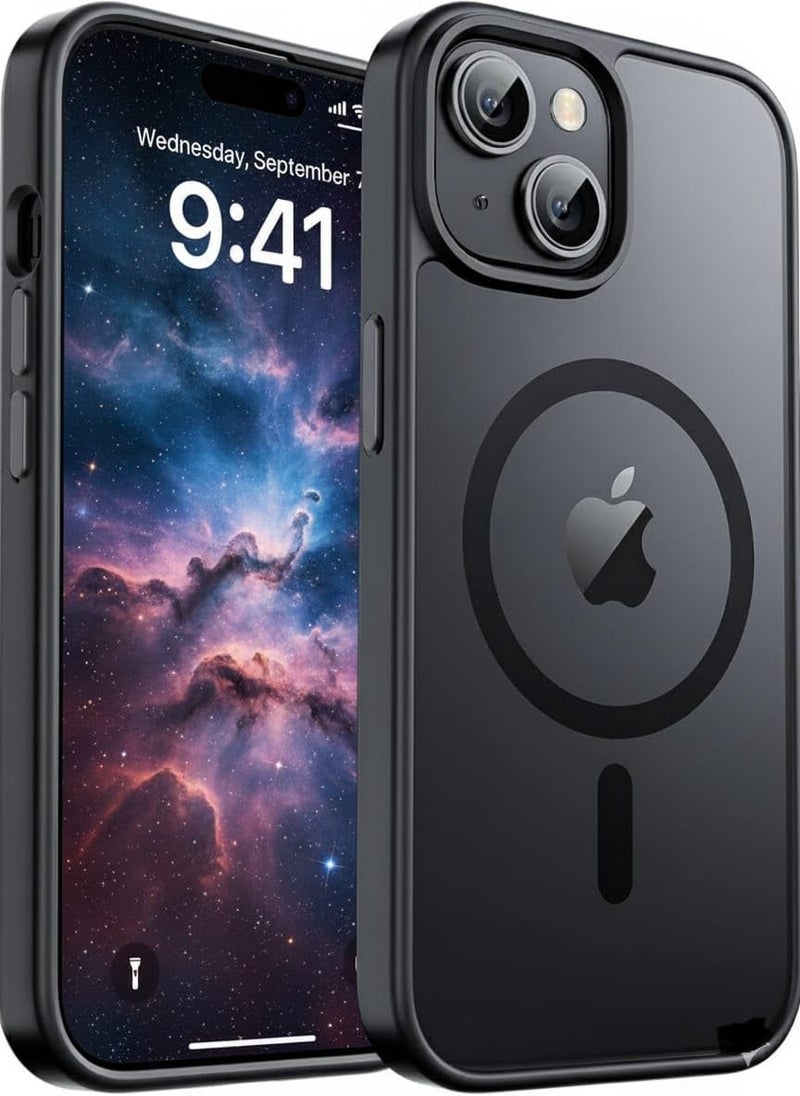 keeshar MagPro case for Apple iPhone 15 | MagSafe Compatible Protective Cover with Strong Magnetic Adsorption, Shockproof Armor, Scratch Resistant Polycarbonate Hard Back | Translucent Matte Black - Image 1