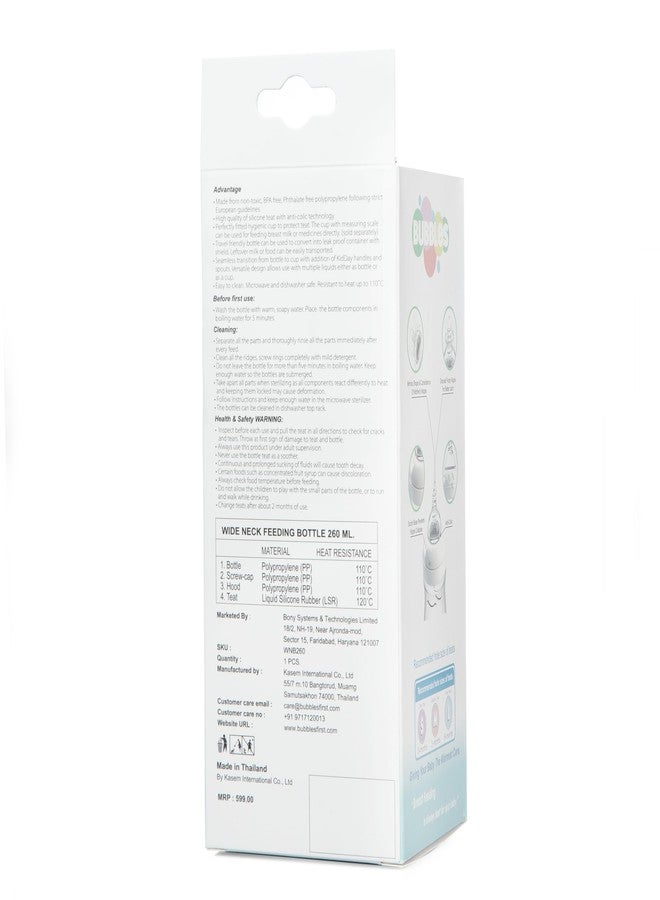 Bubbles Natural Baby Feeding Bottle | No.1 Brand Recommended by Moms Worldwide | Ideal for 3 months+| Natural Response Technology Mimics Breastfeeding | Uniquely Designed Nipple releases milk only when baby drinks | Pack of 1 | 260 ml (Green 260 ml) - Image 3
