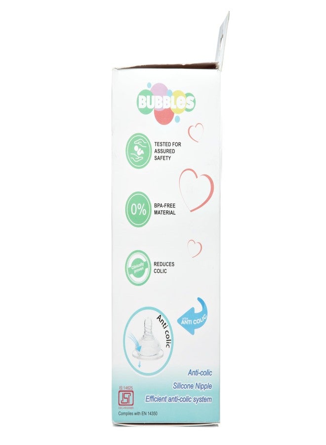 Bubbles Natural Baby Feeding Bottle | No.1 Brand Recommended by Moms Worldwide | Ideal for 3 months+| Natural Response Technology Mimics Breastfeeding | Uniquely Designed Nipple releases milk only when baby drinks | Pack of 1 | 260 ml (Green 260 ml) - Image 4