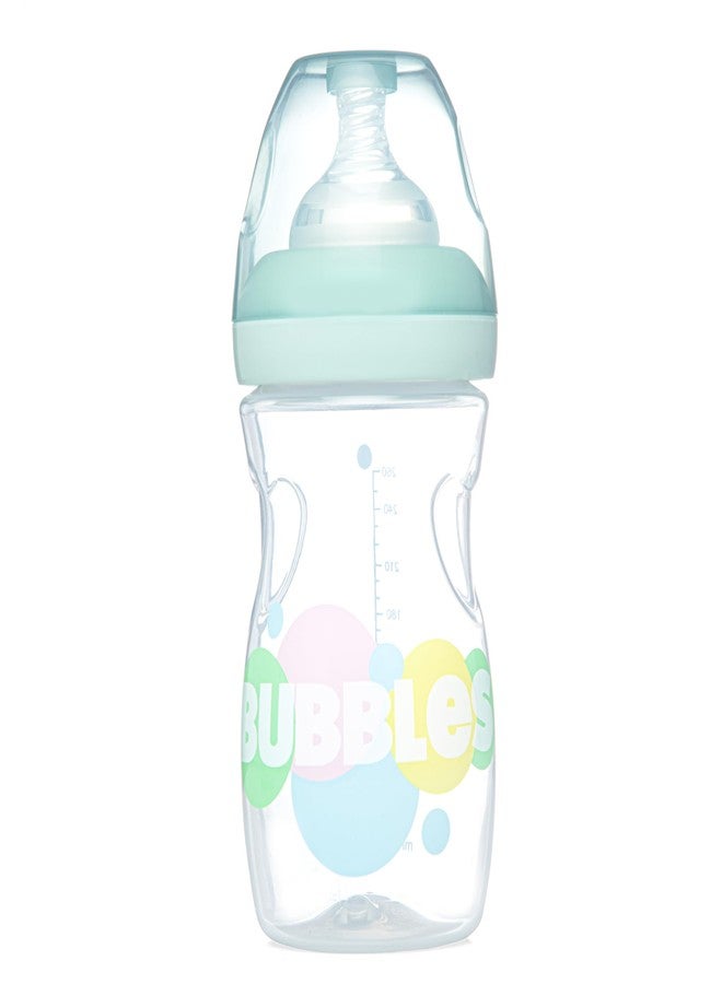 Bubbles Natural Baby Feeding Bottle | No.1 Brand Recommended by Moms Worldwide | Ideal for 3 months+| Natural Response Technology Mimics Breastfeeding | Uniquely Designed Nipple releases milk only when baby drinks | Pack of 1 | 260 ml (Green 260 ml) - Image 1