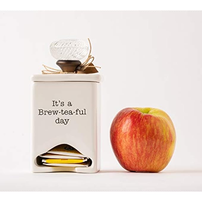 mud pie Fba Ceramic Tea Bag Caddy White - Image 5