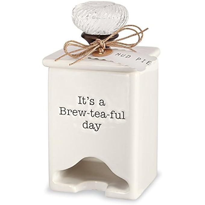 mud pie Fba Ceramic Tea Bag Caddy White - Image 2