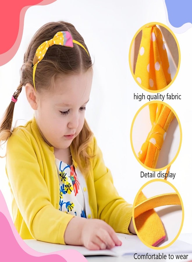 Macute Back to School Headband Yellow Pencil Headband Polka Dot Pattern Design Non Slip Headband Bow School Hair Band Hair Accessories for Girls Back To School Outfits 1PCS - Image 2