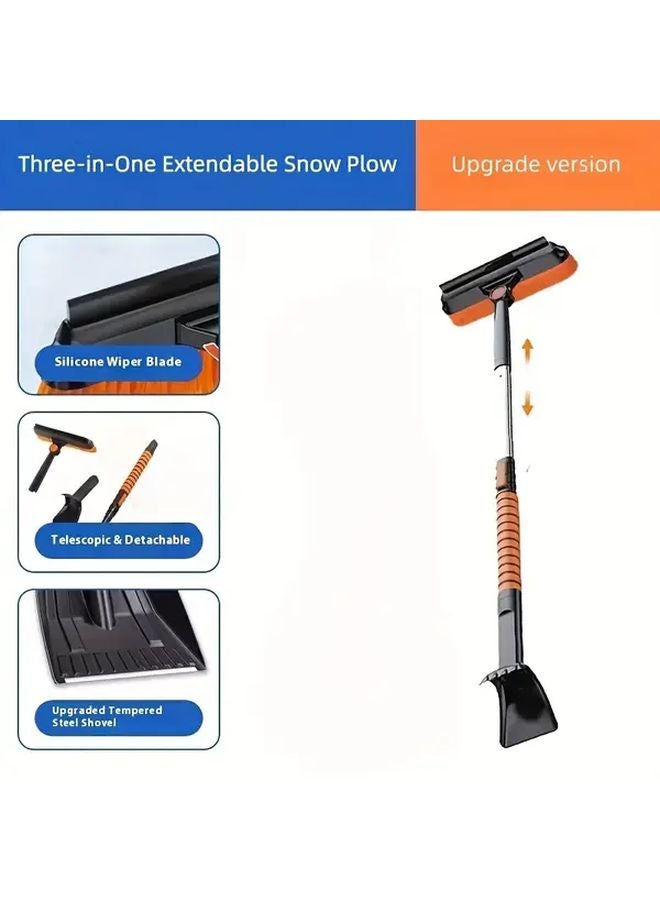 فرشاة ثلج للسيارة قابلة للتمديد ومطورة مع كاشطة جليد دوارة 180 درجة ومقبض رغوي - Image 1