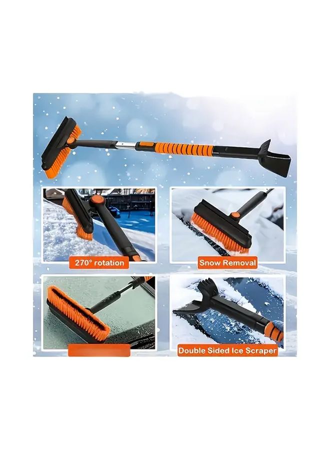 فرشاة ثلج للسيارة قابلة للتمديد ومطورة مع كاشطة جليد دوارة 180 درجة ومقبض رغوي - Image 2