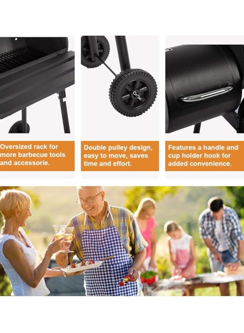 Yuwell BBQ Grill Charcoal Barbecue Outdoor Pit Patio Backyard Home Meat Cooker Smoker Process Paint Not Flake Black - Image 4