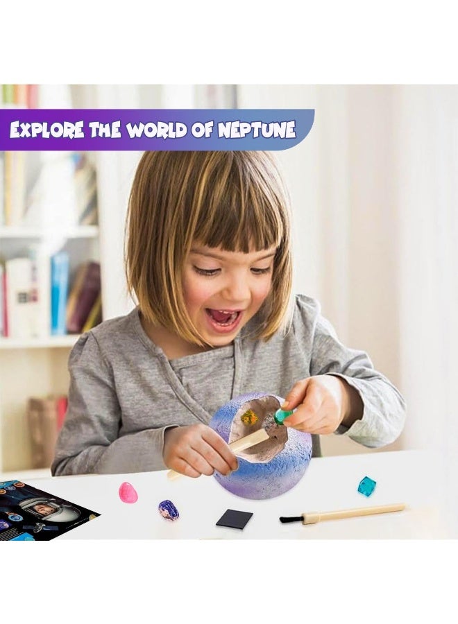 UKR Neptune Dig Kit for Kids STEM Space Science Toy with Rocks Digging Gems Set Educational Gemstones Archaelogy Children Hands-On Planet Geology Excavation Exploration Solar Activity - Image 2
