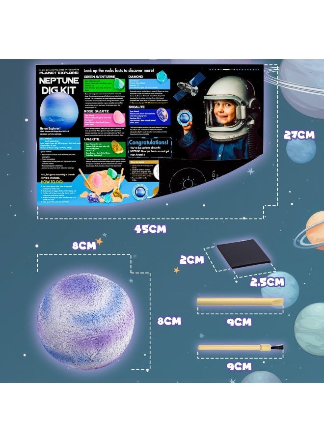 UKR Neptune Dig Kit for Kids STEM Space Science Toy with Rocks Digging Gems Set Educational Gemstones Archaelogy Children Hands-On Planet Geology Excavation Exploration Solar Activity - Image 3