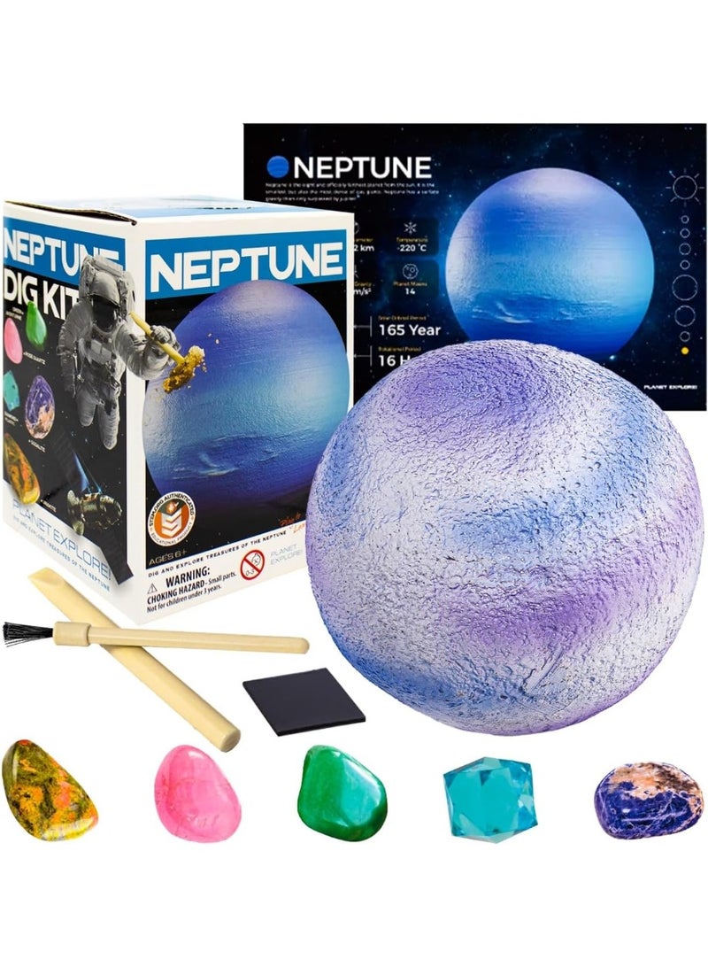 UKR Neptune Dig Kit for Kids STEM Space Science Toy with Rocks Digging Gems Set Educational Gemstones Archaelogy Children Hands-On Planet Geology Excavation Exploration Solar Activity - Image 1