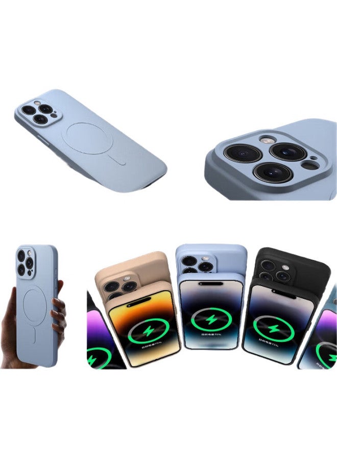 Keklle Skin-friendly Magnetic Adsorption Iphone 14 Pro Case Apple 14 Pro Protective Cover Skin-friendly Liquid Silicone Magnetic Adsorption Full Coverage Soft Shell Protective Case Midnight Black - Image 3