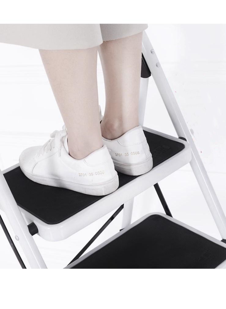 SUNRISE Ladders Step Foldable Ladder Folding 2 Steps Stool with Wide Anti-Slip Pedal Home  Steps Sturdy Steel Ladder Handy Handle Portable Steel Step Stool - Image 2