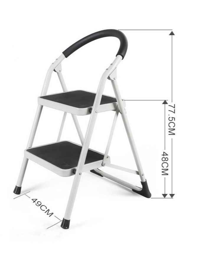 SUNRISE Ladders Step Foldable Ladder Folding 2 Steps Stool with Wide Anti-Slip Pedal Home  Steps Sturdy Steel Ladder Handy Handle Portable Steel Step Stool - Image 3
