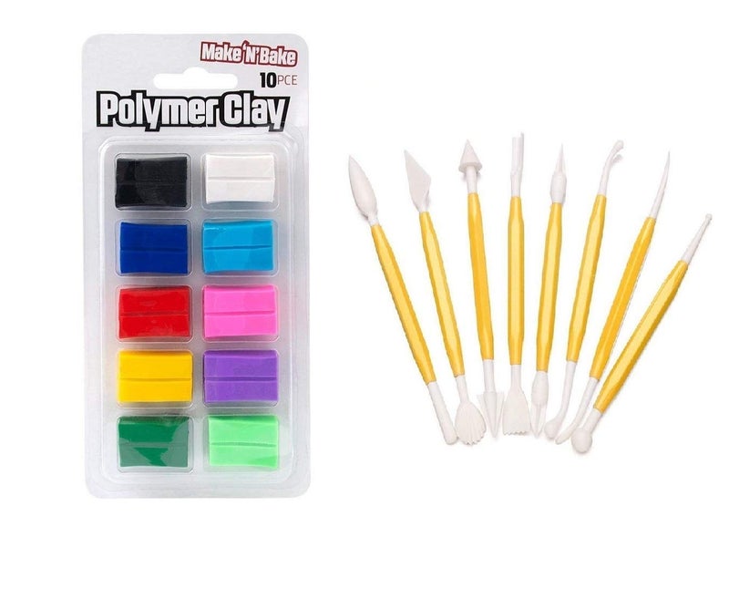 ArtBee طين بوليمر ArtBee® 10 قطع مع مجموعة أدوات 8 قطع - Image 1