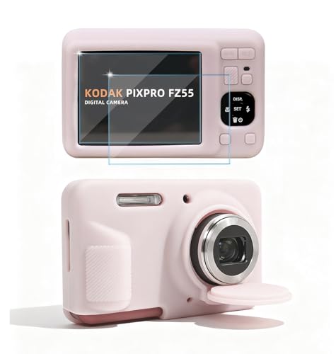Frevyve Case for Kodak PIXPRO FZ55 Digital Camera Accessories, Soft Silicone Protective Case, Slim Fit Sleeve with Removable Lens Cover and Screen Protector, Lightweight, Anti-Scratch (Jelly Pink) - Image 1