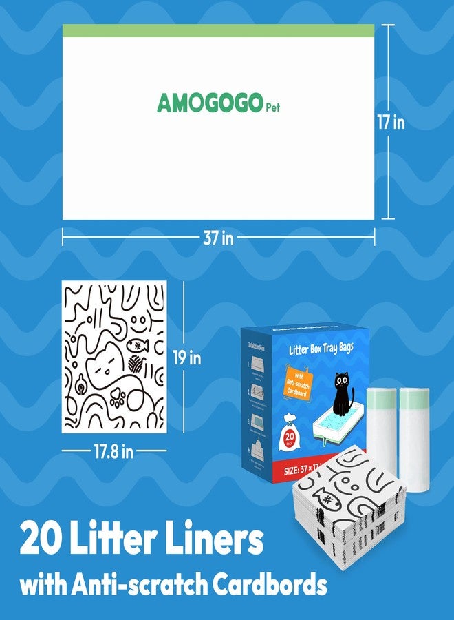 أكياس فضلات القطط من AMOGOGOPET، عبوة من 20 كيسًا، متوافقة مع عبوات إعادة تعبئة صندوق فضلات القطط الكريستالية من PetSafe، مصنوعة من كرتون مقاوم للخدش، شديدة التحمل، بطانات سميكة مانعة للتسرب برباط، مقاس 37 × 17 بوصة. - Image 5