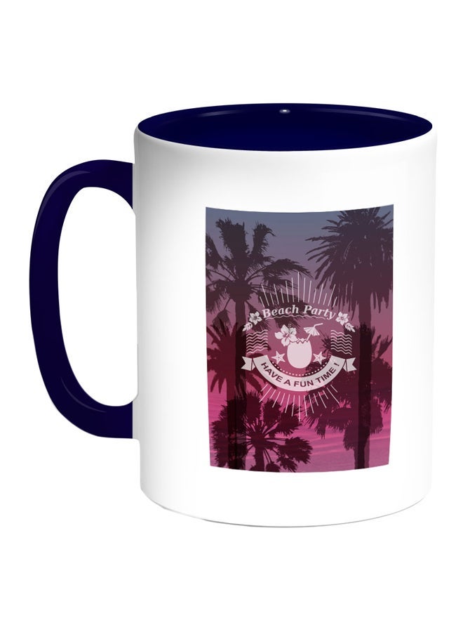RYN Beach Party Printed Coffee Mug Blue/White/Black 11ounce