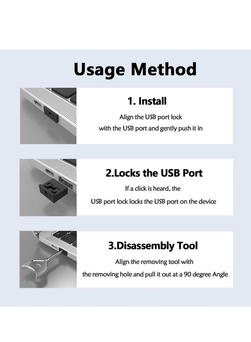 USB Port Blocker Set with Key, A Dust Cap Female Protector, Locking and for Computers, TVs, Routers, Black,10Pcs  - Image 4