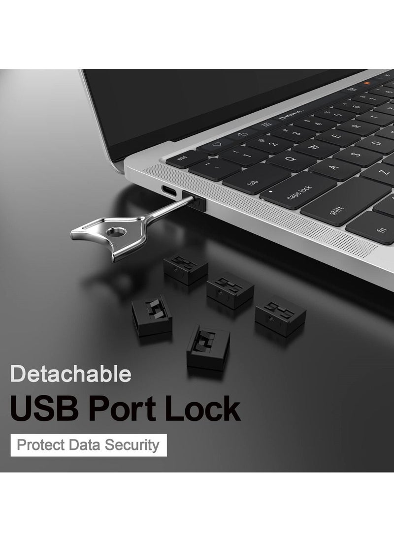 USB Port Blocker Set with Key, A Dust Cap Female Protector, Locking and for Computers, TVs, Routers, Black,10Pcs  - Image 3