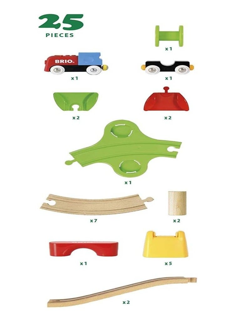 BRIO My First Railway Beginner Pack – Wooden Train Set with Suspension Bridge, Engine, Wagons, and Tracks – Starter Set for Toddlers – Ages 18 Months+ | 33727-B - Image 3