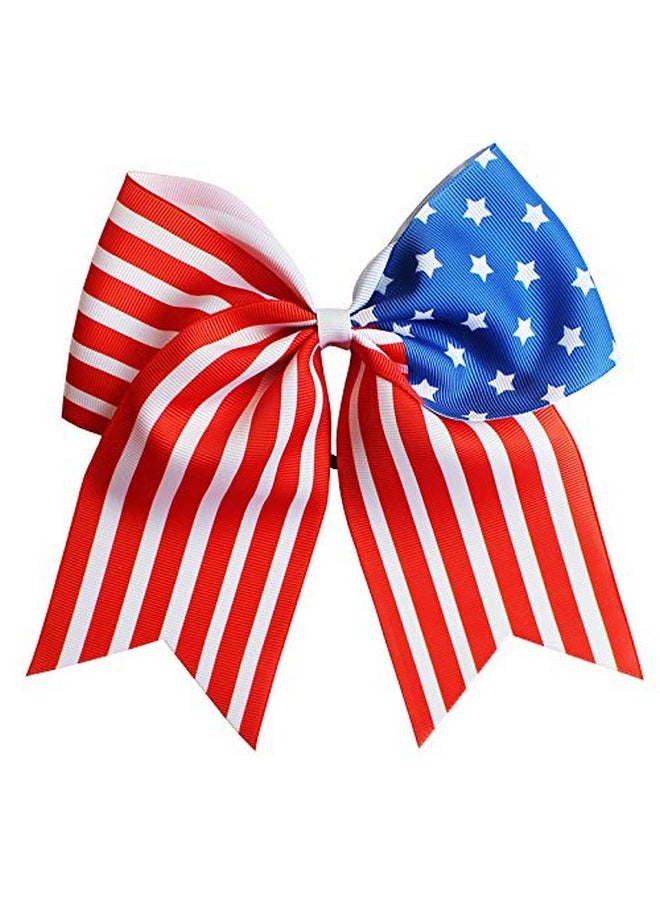 JustMyDress JustMyDress Patriotic Flag Cheer Ponytail Holder Girls Cheerleader Bowknot Hair Bow Tie JHN10 (-Red-), ONE SIZE  - Image 2