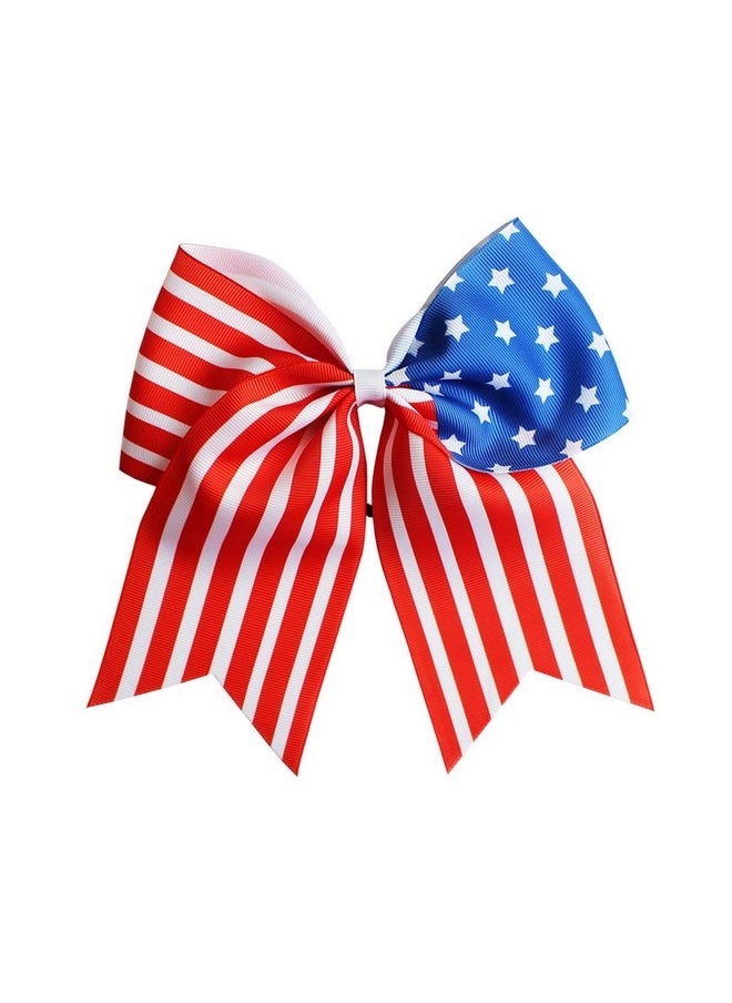 JustMyDress JustMyDress Patriotic Flag Cheer Ponytail Holder Girls Cheerleader Bowknot Hair Bow Tie JHN10 (-Red-), ONE SIZE  - Image 1
