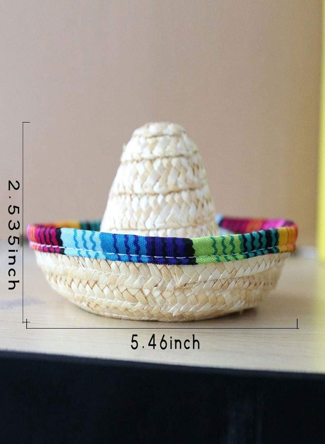 Crazy Night 6PCS Natural Straw Mini Sombrero Mini Mexican hat,Tabletop Party Supplies,Fiesta Party Birthday Party Decor Cinco de Mayo Party - Image 2
