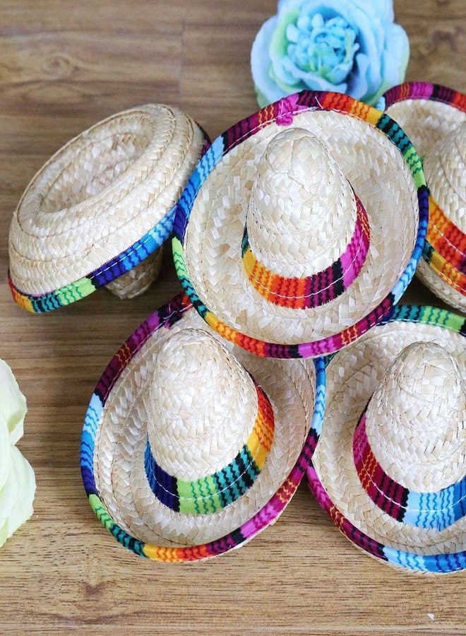Crazy Night 6PCS Natural Straw Mini Sombrero Mini Mexican hat,Tabletop Party Supplies,Fiesta Party Birthday Party Decor Cinco de Mayo Party - Image 3