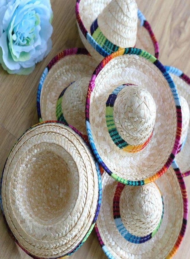 Crazy Night 6PCS Natural Straw Mini Sombrero Mini Mexican hat,Tabletop Party Supplies,Fiesta Party Birthday Party Decor Cinco de Mayo Party - Image 4