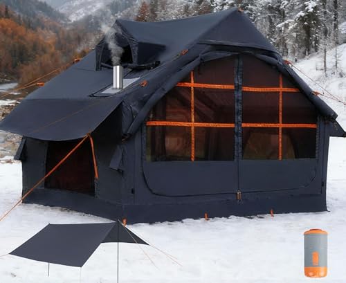 DanCoom Inflatable Tents for Camping with Stove Jack, Electric Pump Blow Up Tent with Large Removable Tarps,Easy Setup Air Tent House, Waterproof Inflatable Hot Tent for Camping - Image 1