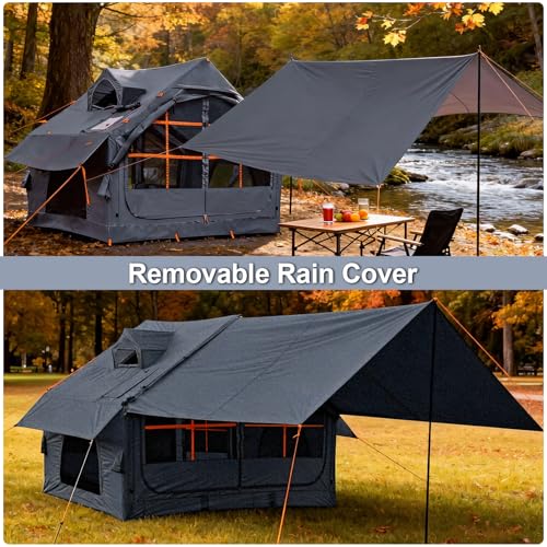 DanCoom Inflatable Tents for Camping with Stove Jack, Electric Pump Blow Up Tent with Large Removable Tarps,Easy Setup Air Tent House, Waterproof Inflatable Hot Tent for Camping - Image 2