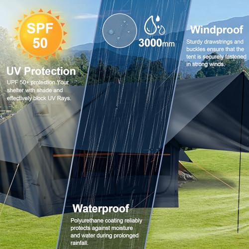 DanCoom Inflatable Tents for Camping with Stove Jack, Electric Pump Blow Up Tent with Large Removable Tarps,Easy Setup Air Tent House, Waterproof Inflatable Hot Tent for Camping - Image 4