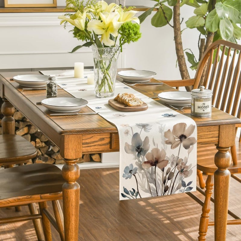 Brown Poppy Floral Leaves Table Runner 13x108 Inch - Image 4