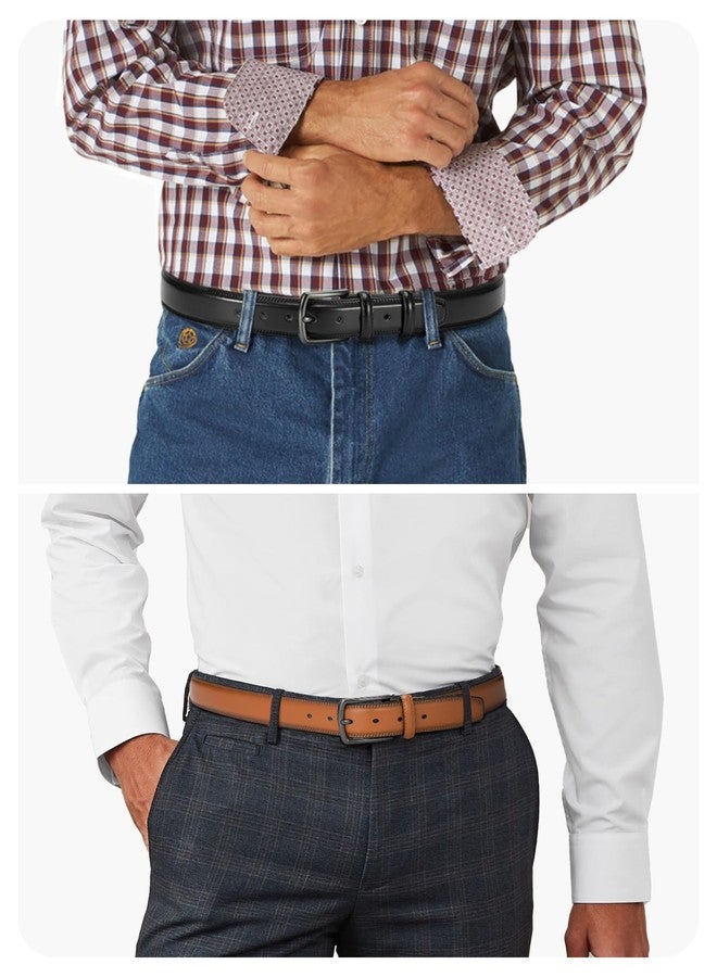 CHAOREN Mens Belts Leather 2 Pack - 1 1/4" Dress Belts for Men Golf Casual Jeans - Image 2