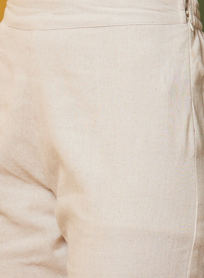 globus Elasticated Waist Floral Applique Lace Hem Trousers - Image 4