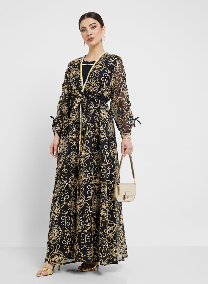 Khizana Embroidered Abaya With Inner - Image 1