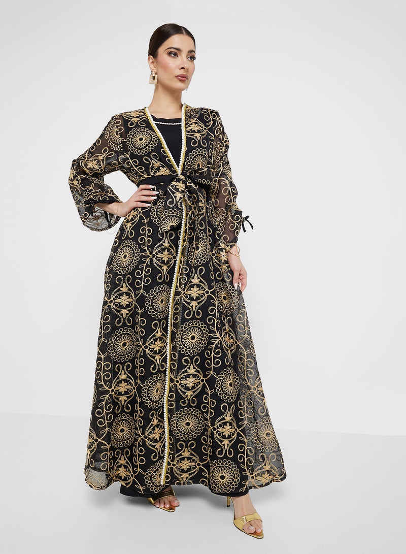 Khizana Embroidered Abaya With Inner - Image 5