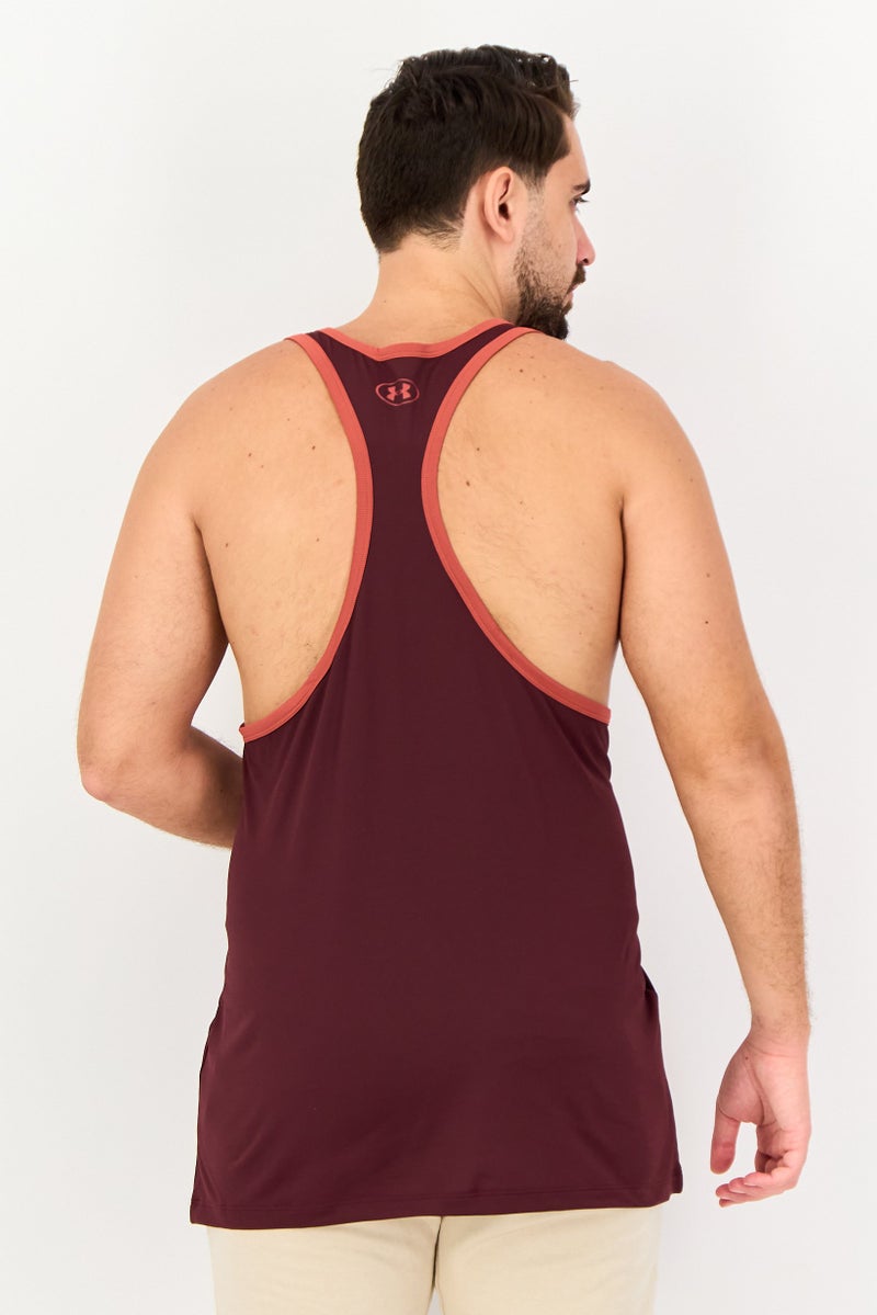 UNDER ARMOUR Men Dwayne Johnson Loose Fit Sleeveless Training Top, Maroon - Image 3